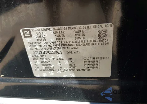 2018 Chevrolet Equinox Lt from USA, damaged, VIN 3GNAXJEV6JL290461